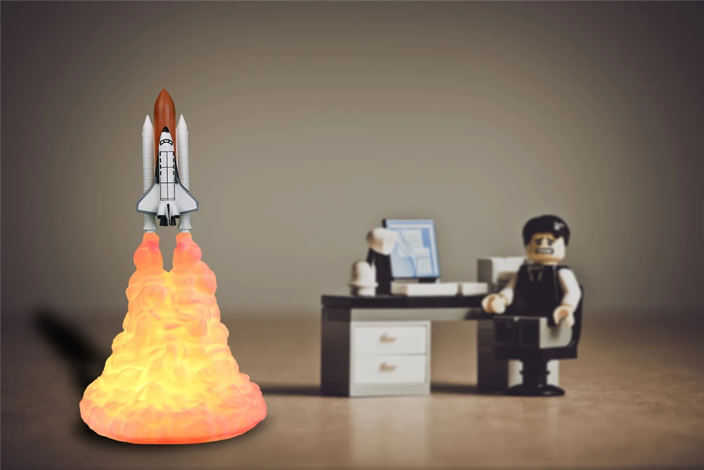 New Dropshipping Space Shuttle USB Touch Lamp and Moon lamps In Night Light By 3D Print for Space Lovers Rocket Lamps