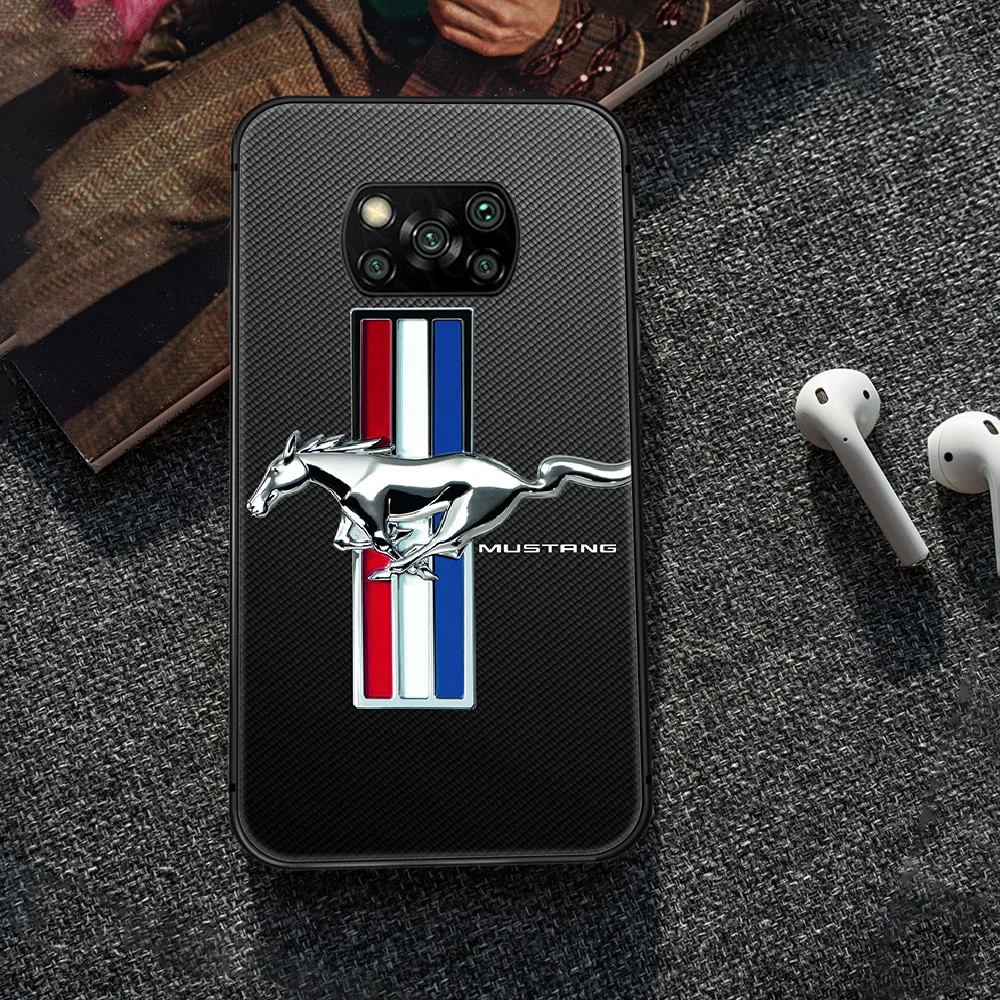 

mustang Sports car Phone case Cover Hull For Xiaomi Mi A2 A3 8 9 9T Note 10 Se Lite Pro black Cell 3D Back Trend Shell Painting