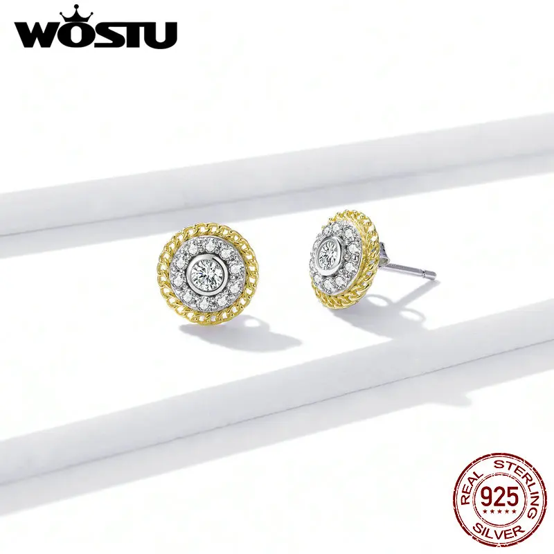 Женские серьги-гвоздики из чистого кубического циркония WOSTU элегантные