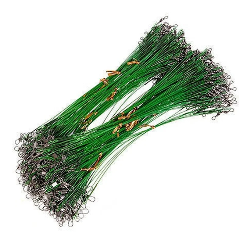 

20PCS Anti Bite Steel Fishing Line Steel Wire Leader with Swivel Fishing Accessory Lead Core Leash Fishing Wire Line 15CM-25CM
