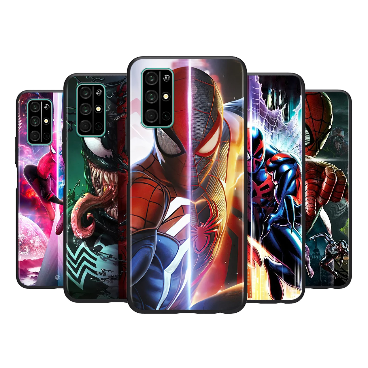 

Marvel Avengers Spiderman For HUAWEI Honor 50 30 V30 20 View 20 20E X10 10 Pro SE Lite 5G Silicone Black Soft Phone Case