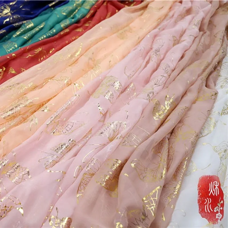Бронзовая Античная бронзовая Серебряная шифоновая ткань Tang Feng шифон Ширина 1 5