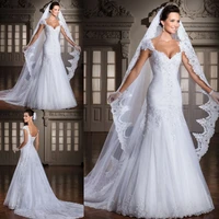 designer lace applique v neckline cap sleeves mermaid elegant wedding dresses bridal gowns vestido de noiva 2016