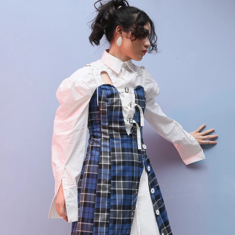 Женское платье без рукавов DEAT асимметричное однобортное с V образным вырезом