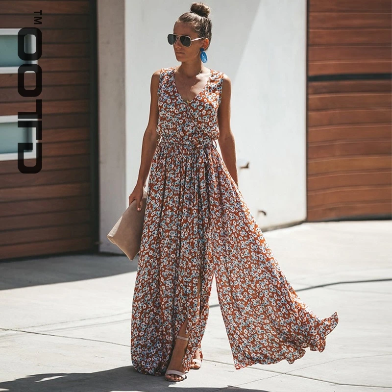 

Women Summer Dress Floral Print Maxi Dresses Bohemian Hippie Beach Long Dress Women's Clothing 2021 Vestidos De Verano OOTD