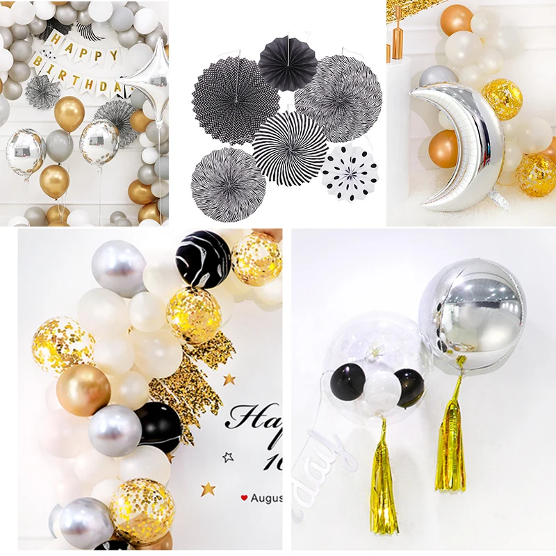 Набор воздушных шаров с аркой из белого серебра и латекса 104 шт.|Украшения своими