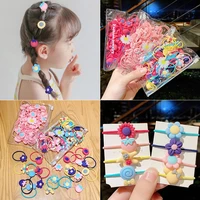20pcspack fashion children colorful plastic flower rubber bands girls elastic hair band ponytail hair styling accessories