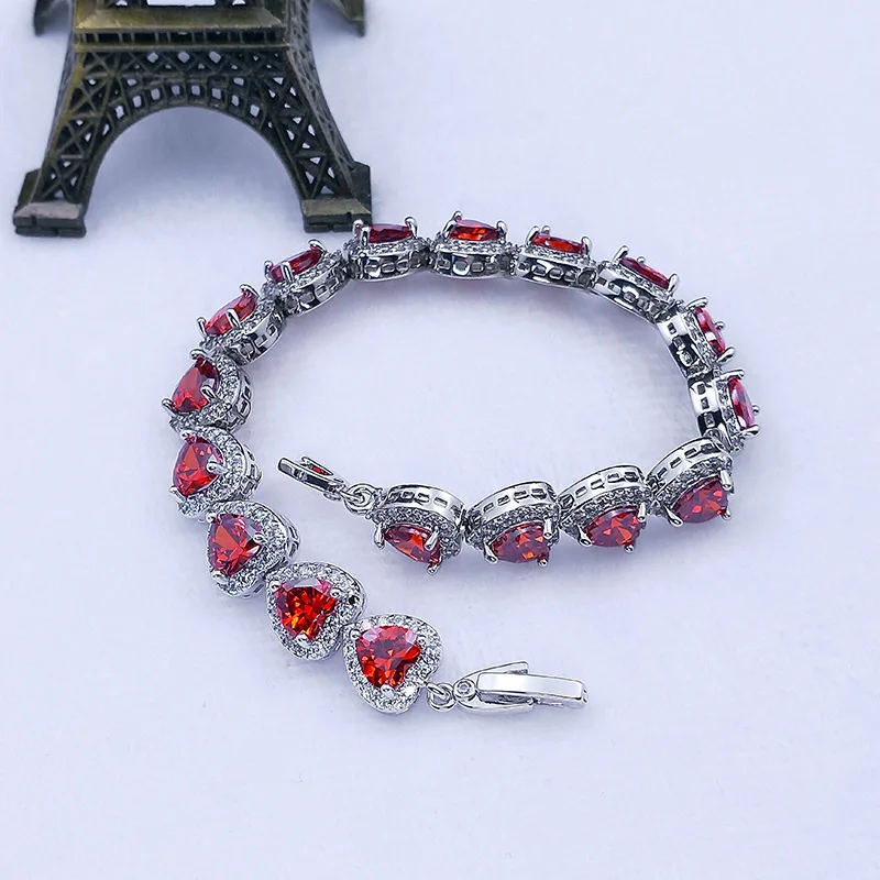 

New Micro Inlaid Heart Necklace Earrings Necklace Ring Jewelry Set Four Piece Set Jewelry Sets