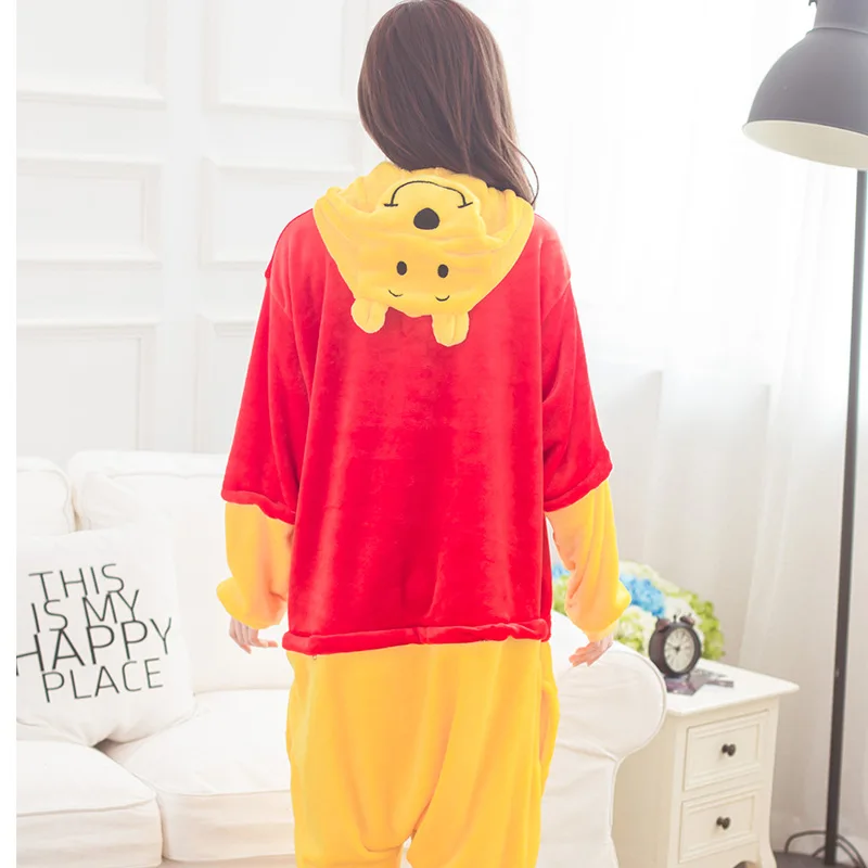 Adults Kigurumi Winnie Bear Pajamas Sets Sleepwear Pyjama Animal Suit Cosplay Women Winter Garment Cute Animal Winter Costume