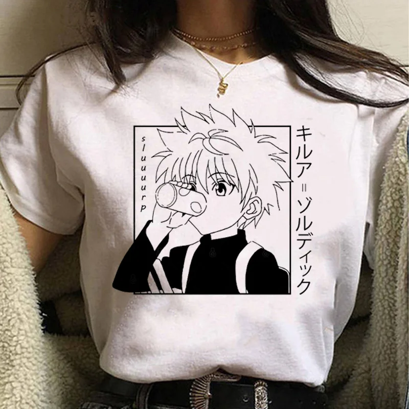 Женские летние топы Футболка Kawaii Носки Унисекс с рисунком из аниме Hunter X футболка