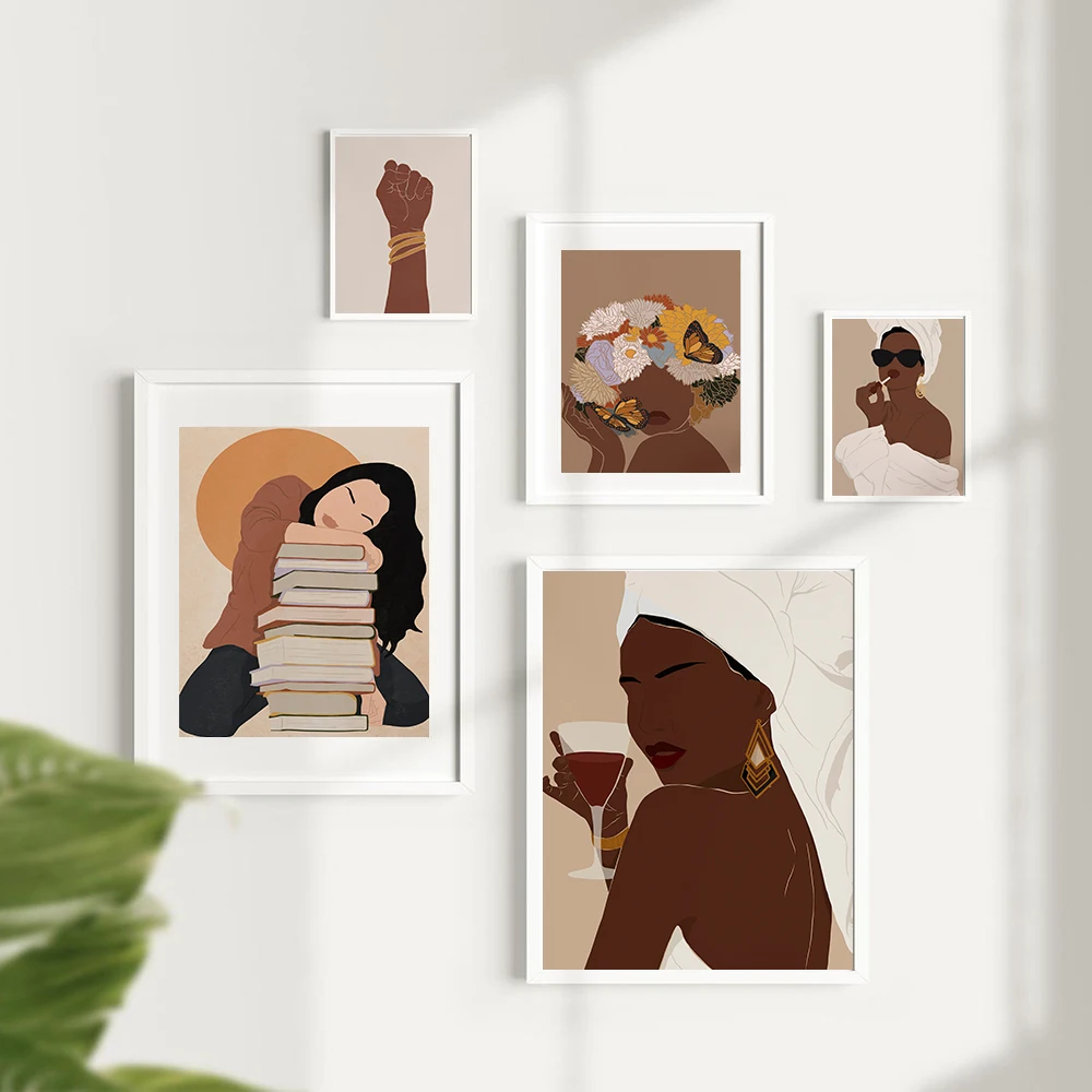 Скандинавский постер и печать африканских Бохо королевы черной женщины