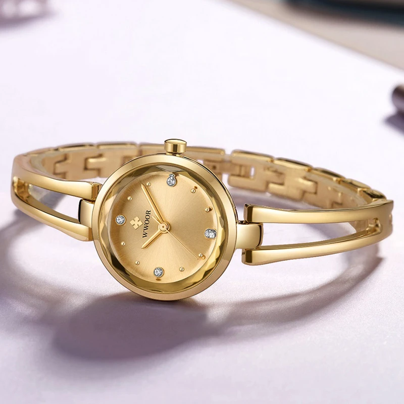 WWOOR Women Watch Famous Luxury Brands Dress Small Dial Ladies Wrist Watches Diamond Gold For Montre Femme 2020 | Наручные часы