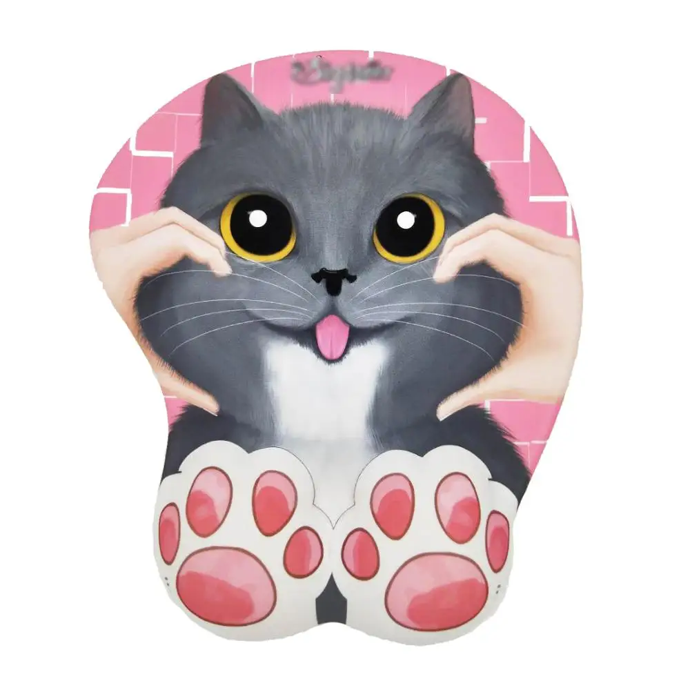 

Новый Симпатичный кошка 3d Аниме Коврик для мыши силиконовый коврик для запястья для офисного стола коврики