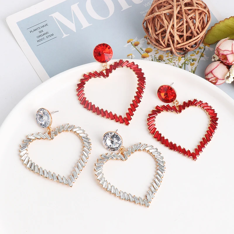 2020 новые корейские модные длинные большие серьги подвески в форме сердца для