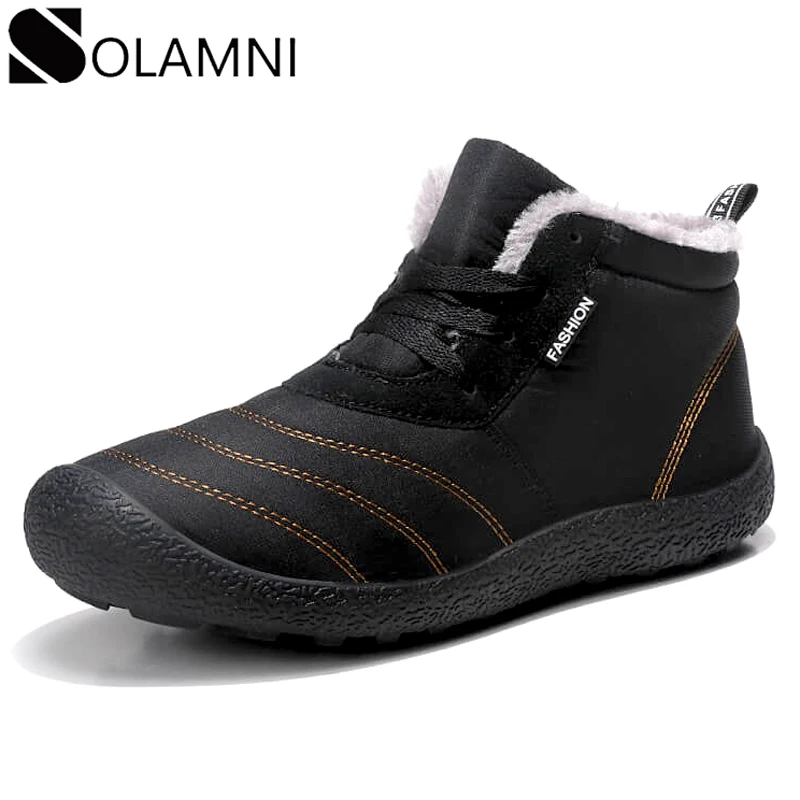 Супер теплые мужские зимние ботинки для мужчин плюшевые водонепроницаемые на