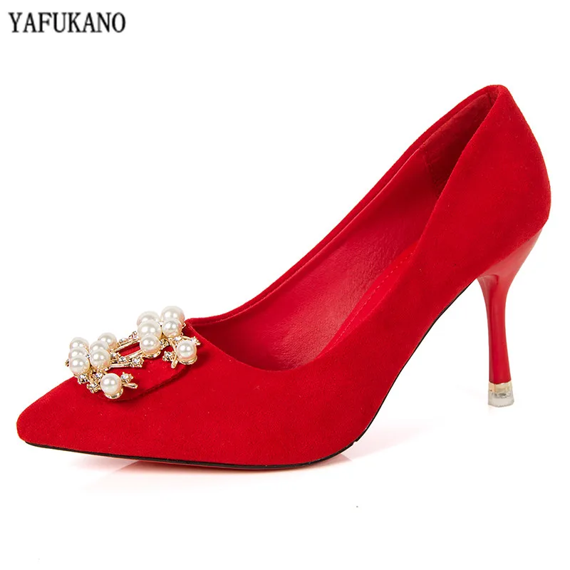 Женские свадебные туфли элегантные красные вечерние на высоком каблуке