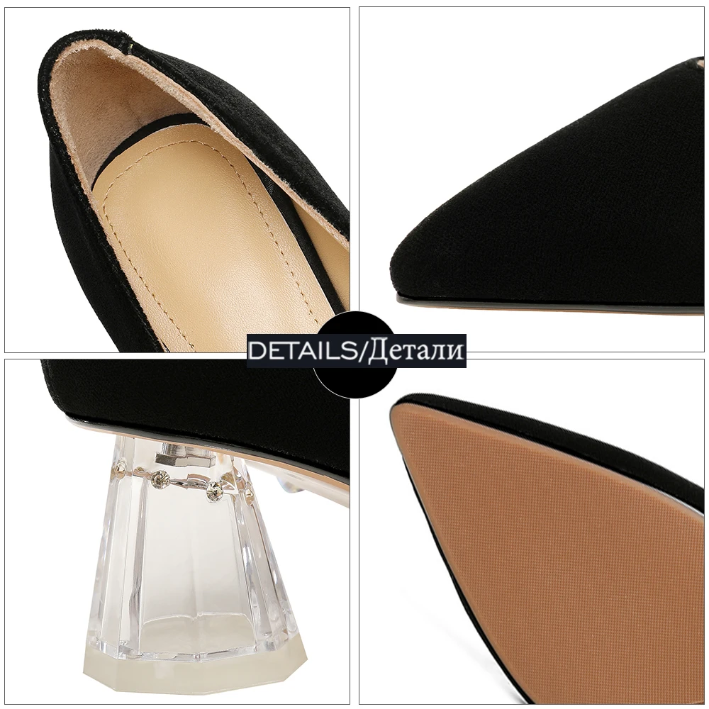 

WETKISS Women Velvet Mary Jane Pumps Pearl Decor Chunky Heels Shoes Point Toe Footwear Spring Casual Elegant Shoes 2021