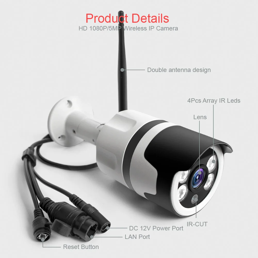 HD 1080P 5MP Bullet WiFi IP камера ONVIF беспроводная уличная камера ночного видения 20 м CCTV камера безопасности двухсторонняя аудио сигнализация P2P CamHi