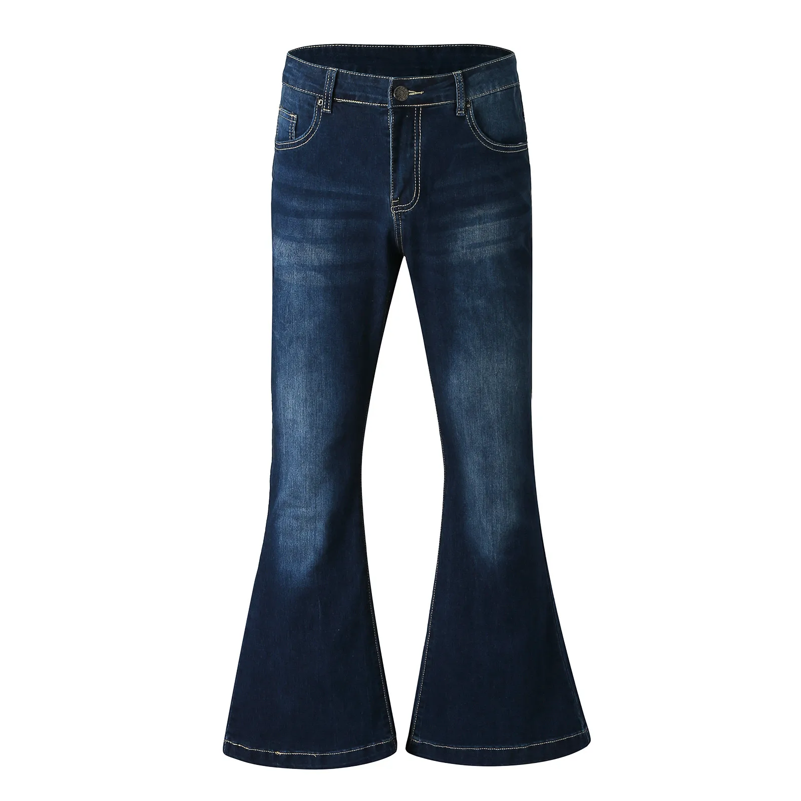 

Fashion Classic Retro Style Jeans Men's Vintage Punk Full Length Light Wash Bootcut Jeans Pocket Flare Pants