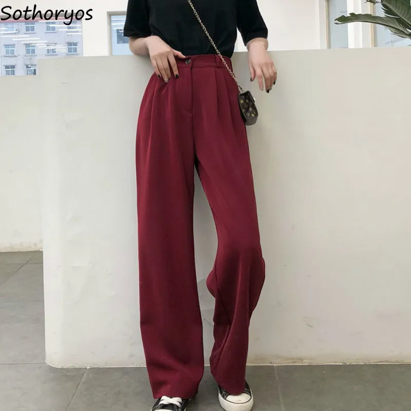 Брюки женские с завышенной талией однотонные свободные утепленные штаны