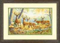 11141618222528ct lovely counted cross stitch kit summers end five deer forest morning sunrise dim 70 35320 35320