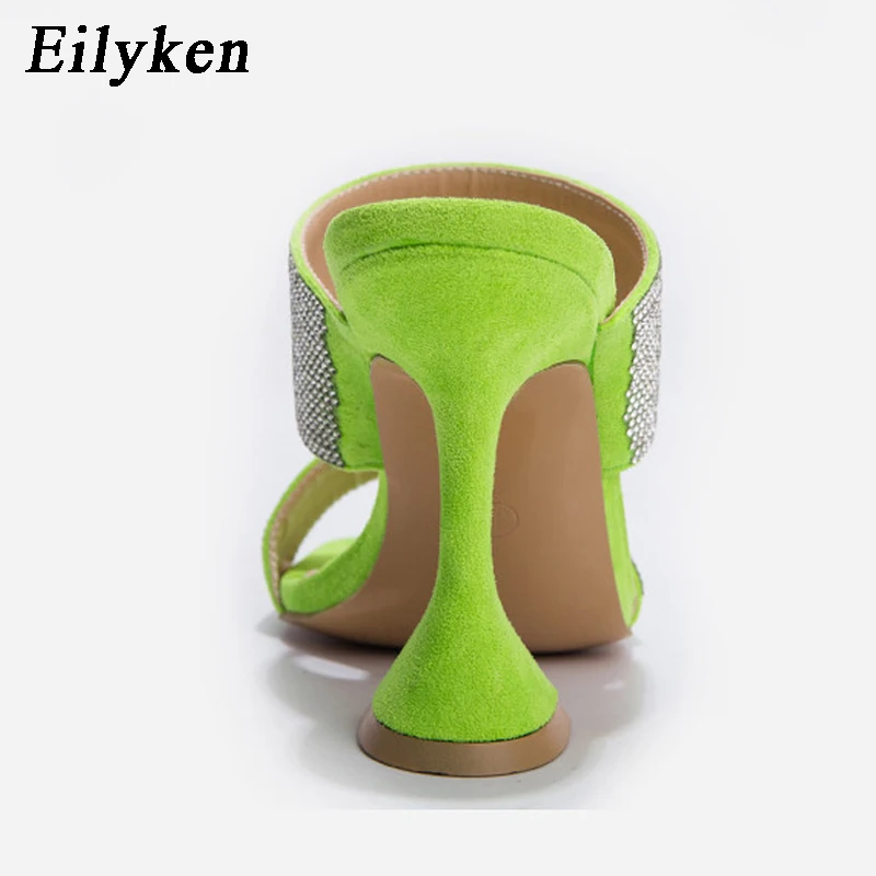 Eilyken новый дизайн квадратный носок женская обувь мюли модные блестящие стразы