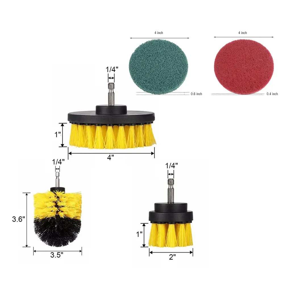 6 шт./компл. электрическая дрель набор кистей Пластик круглая Чистящая Щетка для