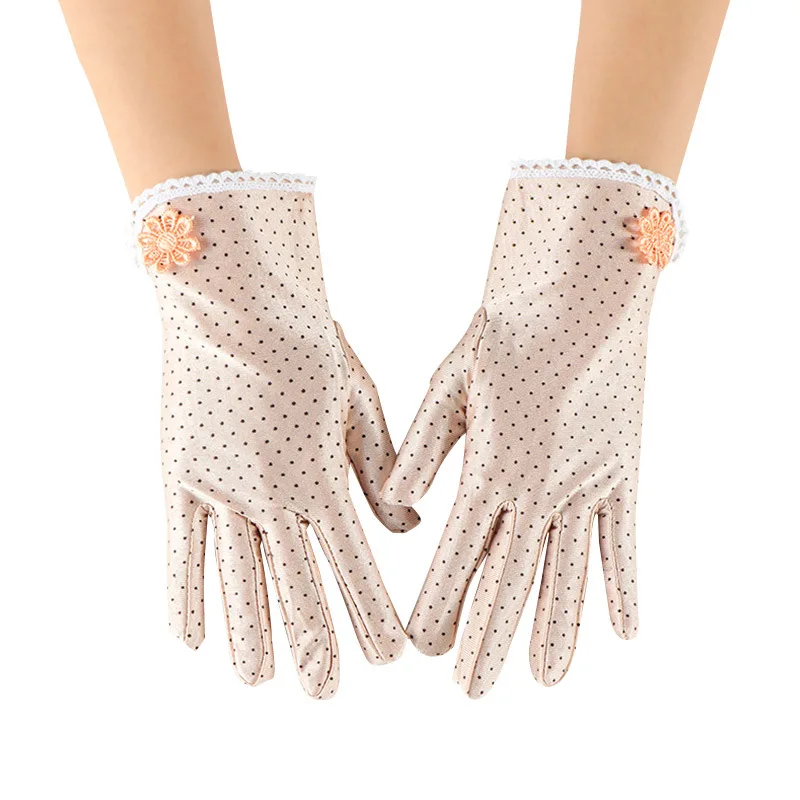 Spring and summer new fashion ladies thin short lace elastic spandex driving sunscreen gloves |