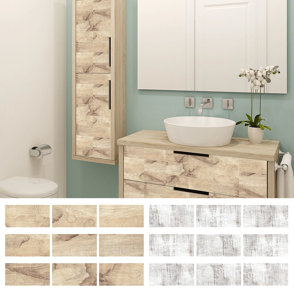 

Funlife Waterproof Wall sticker White Polymer Wood Grain Diy Self-adhesive Tile Stickers and Kitchen Furniture's Decors