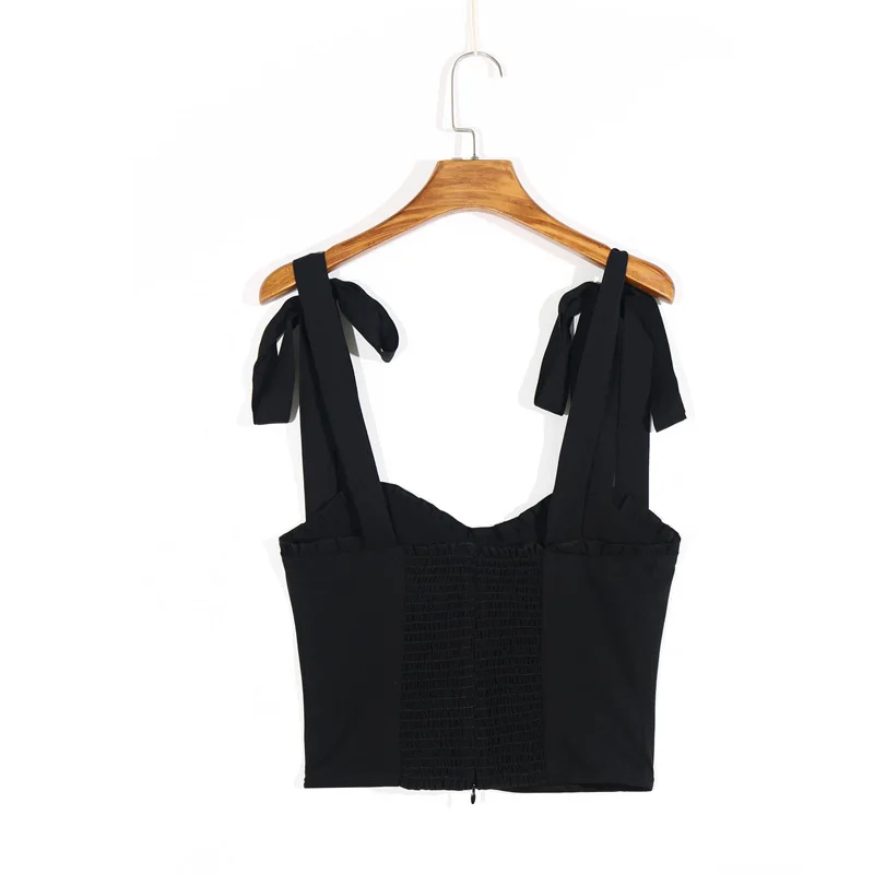 

Summer women's camisole casual solid color bow decoration camisole