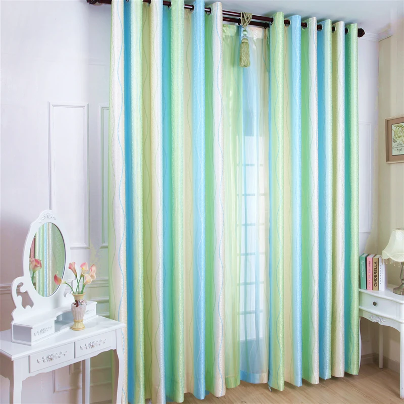 Современные Плотные жаккардовые градиентные зеленые шторы для спальни гостиной