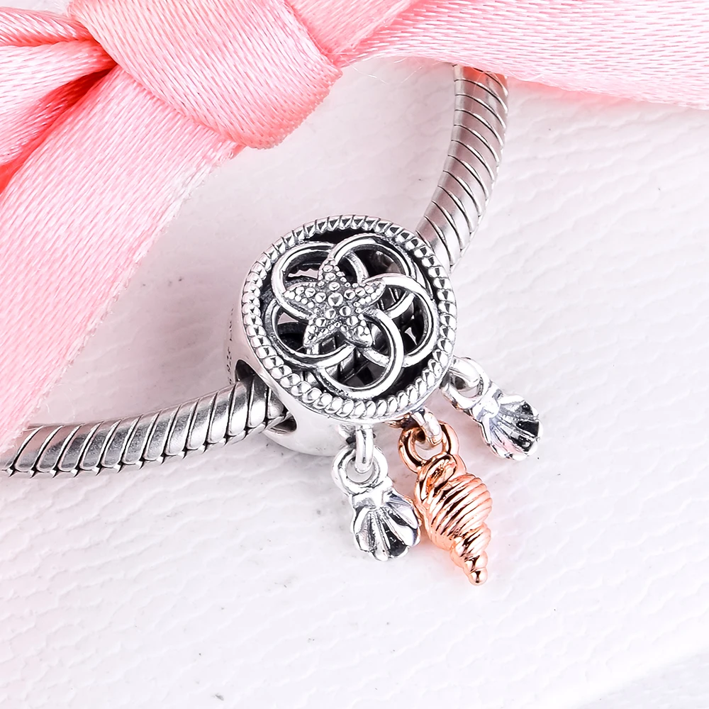 

Charms fits for Bracelets Necklaces 100% 925 Sterling Silver Jewelry Openwork Seashell Dreamcatcher Beads Free Shipping