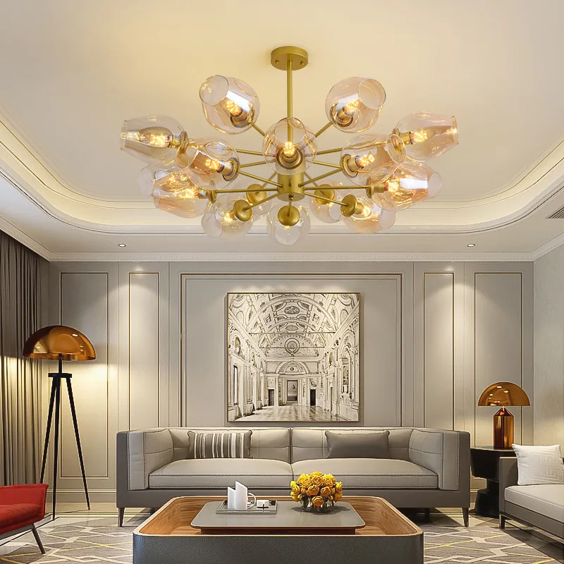 

Modern LED Glass Chandelier Lighting Living Room Decoration Lamp Dinning Room Chandeliers Indoor Decor Hanging Lighting Fixtures