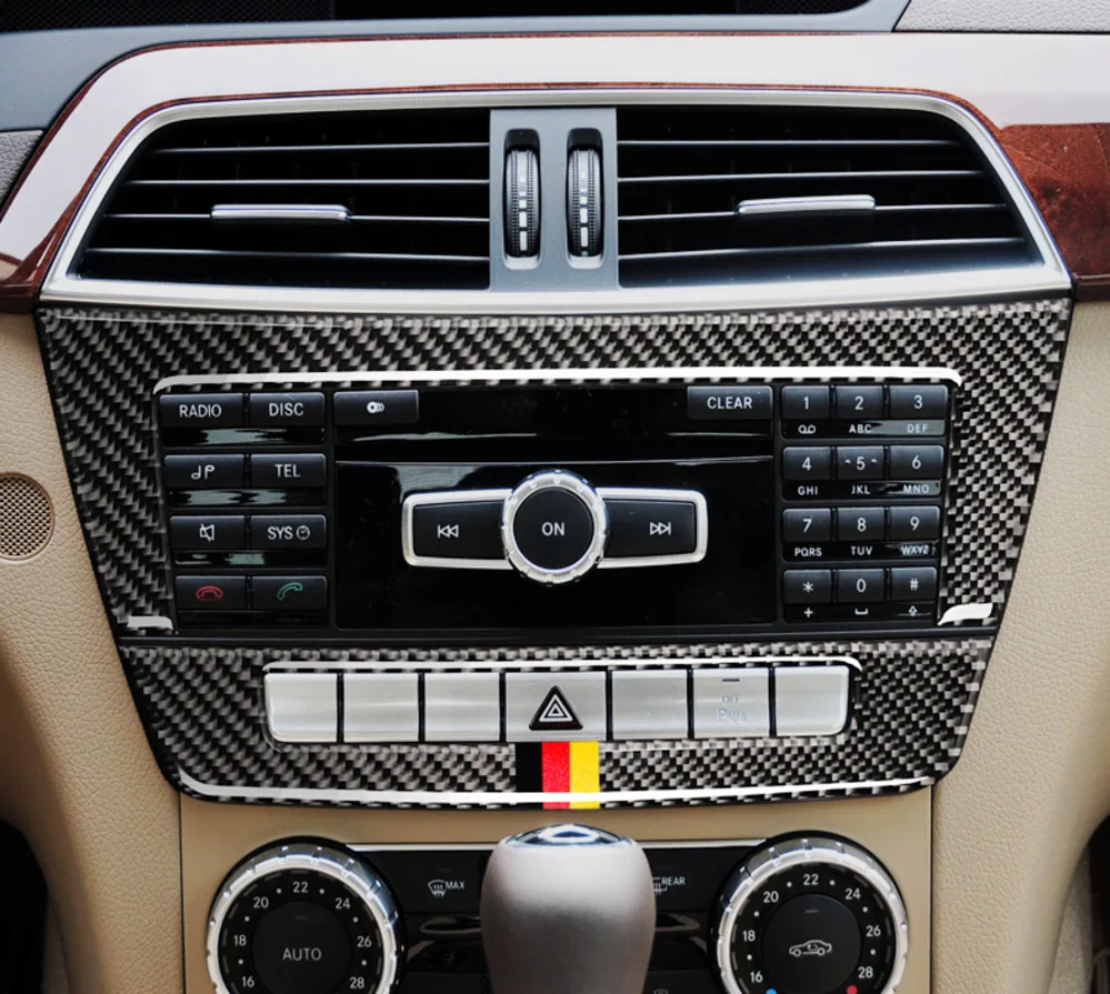 

Carbon Fiber car accessories Central Control CD Plane car sticker For mercedes W204 C Class 2010-2013 car styling