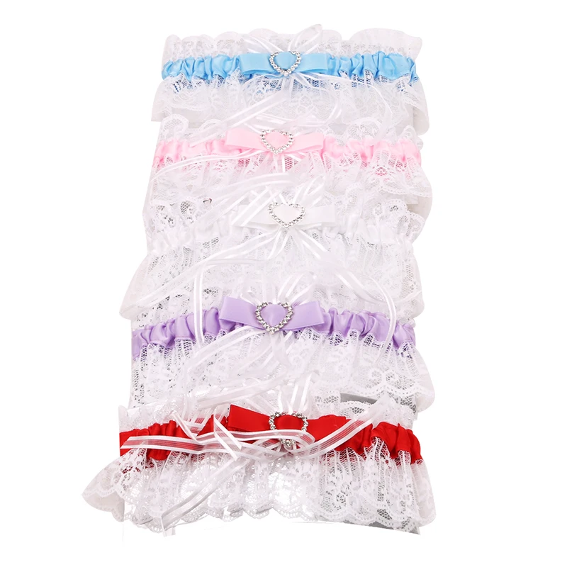 

Elegant Women Lace Mesh Bowknot Belt Sexy Suspender Rhinestone Lace Garter For Bride Party Wedding Leg Rings
