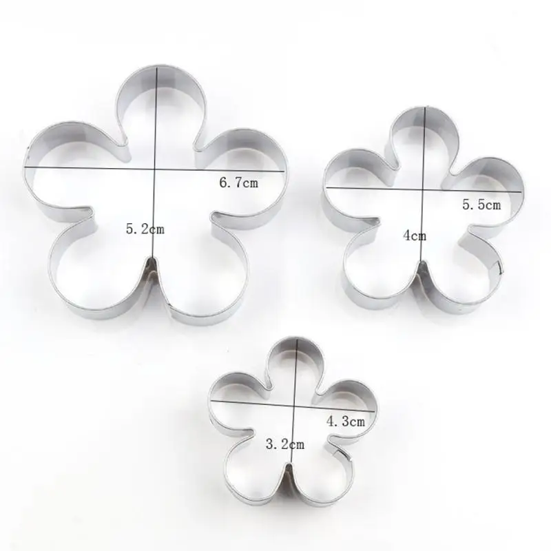 

3PCS/Set Flower Cookie Cutter Stainless Steel Fondant Pastry Baking Mold DIY Rose Petal Mold Cake Decorating Mold Baking Tools