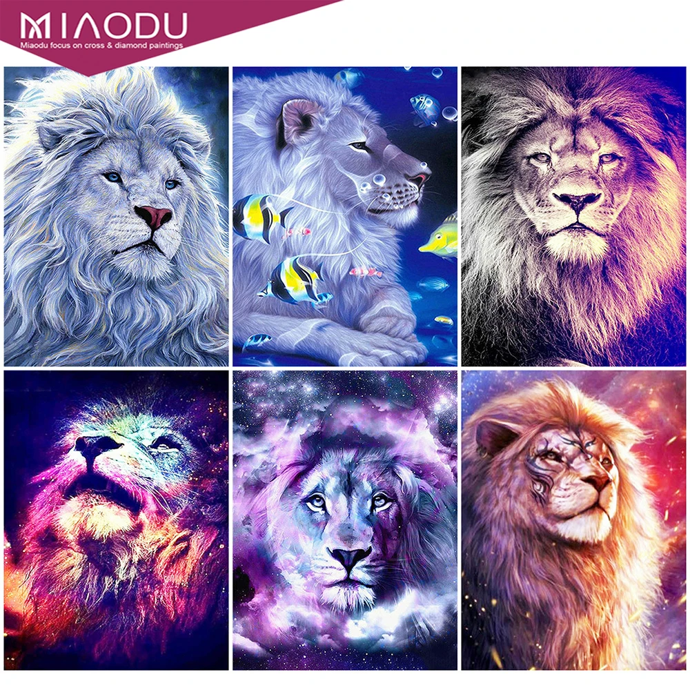 Miaodu DIY Алмазная вышивка животные квадратное льняное картина льва Стразы мозаика