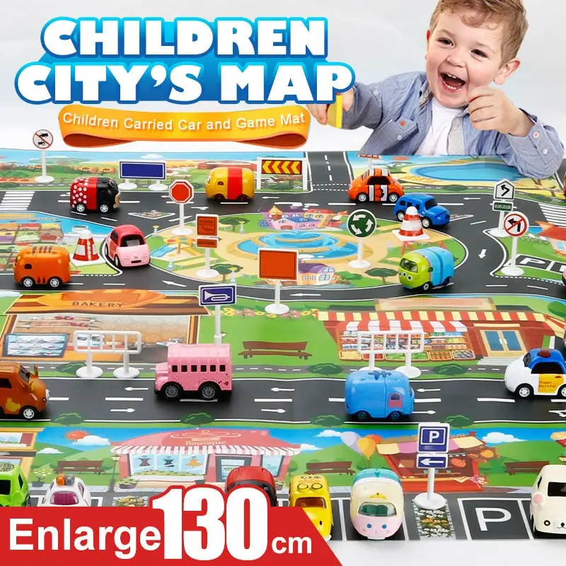 

Baby Play Mat Road Carpet For Kids Cartoon Traffic Rug Little Indoor Toys Babies Playing Educational Mat Boys Girls Toys
