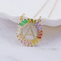 trendy letter pendant necklace women cz cubic zirconia 26 initials a z letter gold chain necklaces for female fashion jewelry