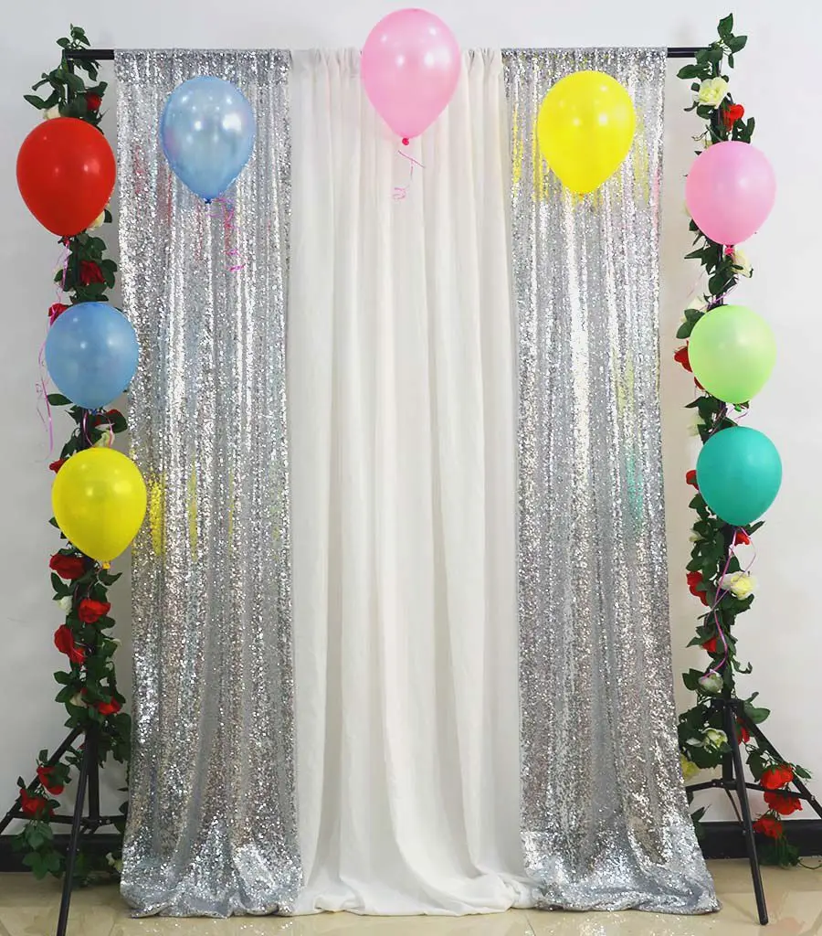 5ftx10ft 150x305cm Серебряный блесток фон декоративный занавес для фотографий вечерние