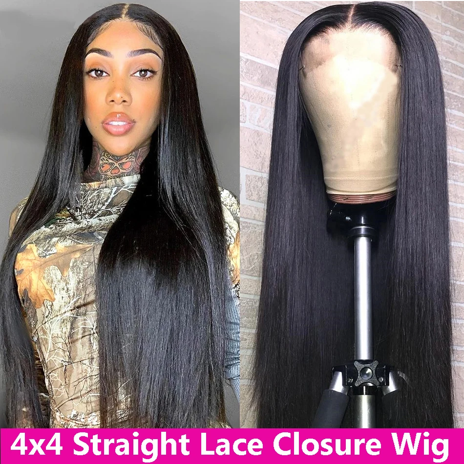 

Cranberry Hair Bone Straight Hair Closure Wig Remy Malaysian Human Hair Wigs For Women Pre Plucked Hairline 4x4 Lace Closure Wig