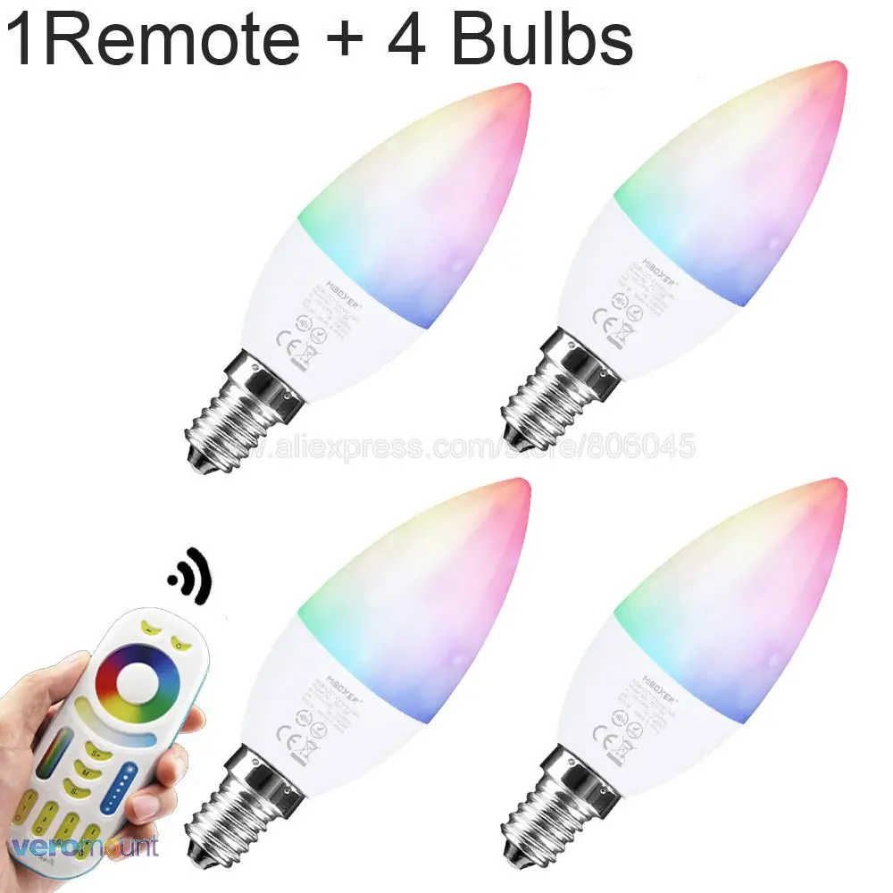 MiBoxer Dimmable 4W E14 RGB + CCT (2700 6500K) умный WiFi светодиодный светильник FUT108 2 4G RF беспроводной