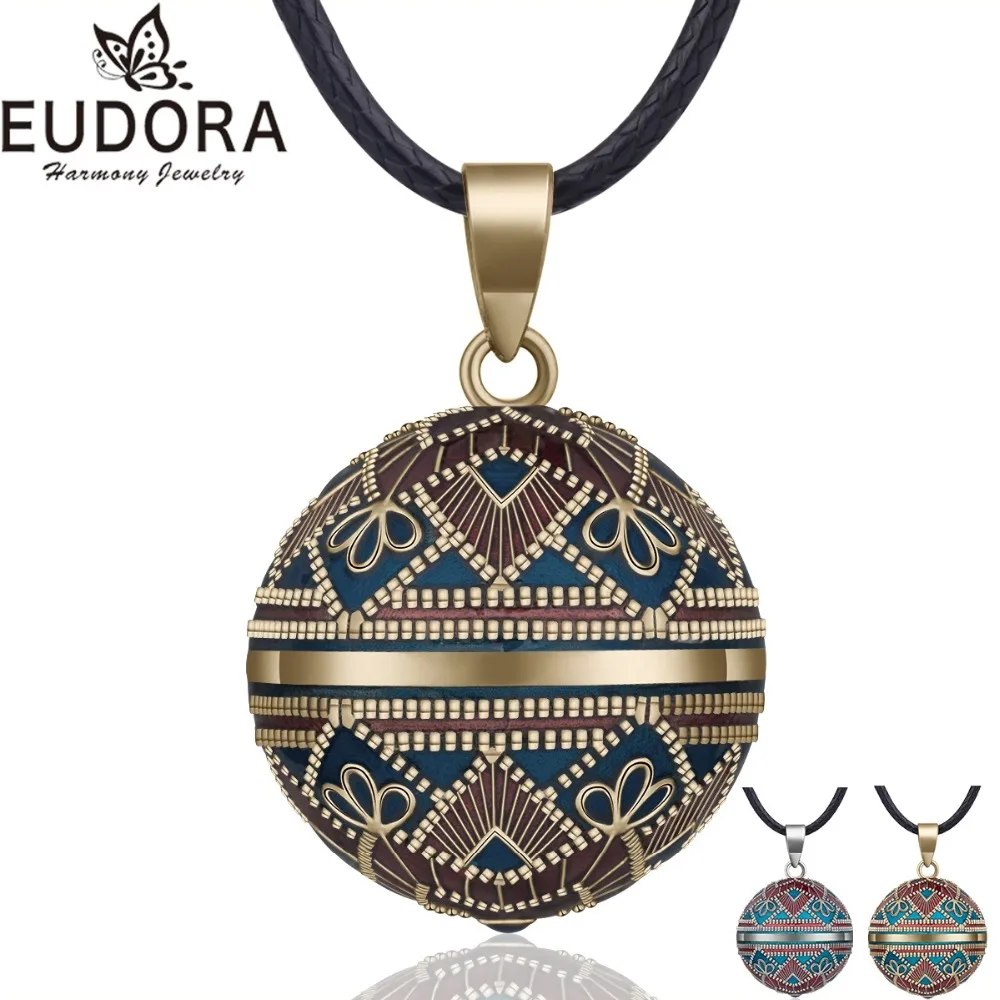 

EUDORA Harmony Ball Necklace Vintage Chime Bola Pendant for Women Fashion Jewelry Gift Mexican Pregnancy Ball 45'' Chain 3 Style