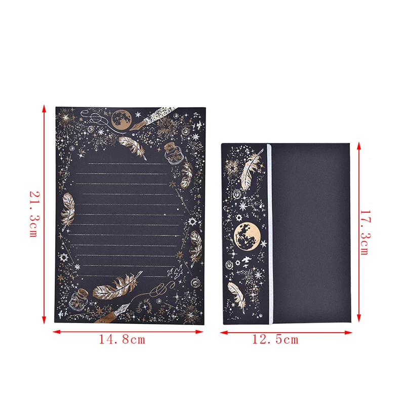 

Vintage Paper Letter High-end Bronzing Starry Moon Blessing Letter with Envelope