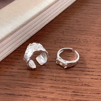 silvology 925 sterling silver irregular square texture rings for women statement korea wide rings aesthetics temperament jewelry