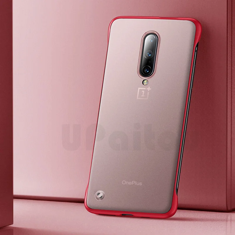 Red-No Ring UPaitou Бескаркасный Прозрачный чехол для Oneplus 1+ 7 Pro 6 6T чехол матовый Жесткий Чехол для Oneplus 7Pro 1+ 7 с Чехол с кольцом для пальца - Цвет: Red-No Ring