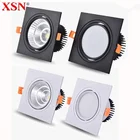 Квадратные встраиваемые светодиодные светильники с COB матрицей, комнатное освещение теплого и холодного белого света, точечные потолочные светильники, 7 Вт, 9 Вт, 12 Вт, 15 Вт, 18 Вт, AC85-265V