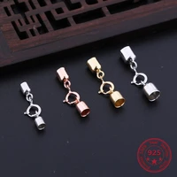 925sterling silver color fittings rubber leather rope spring connection buckle diy jewelry making necklace bracelet accessories