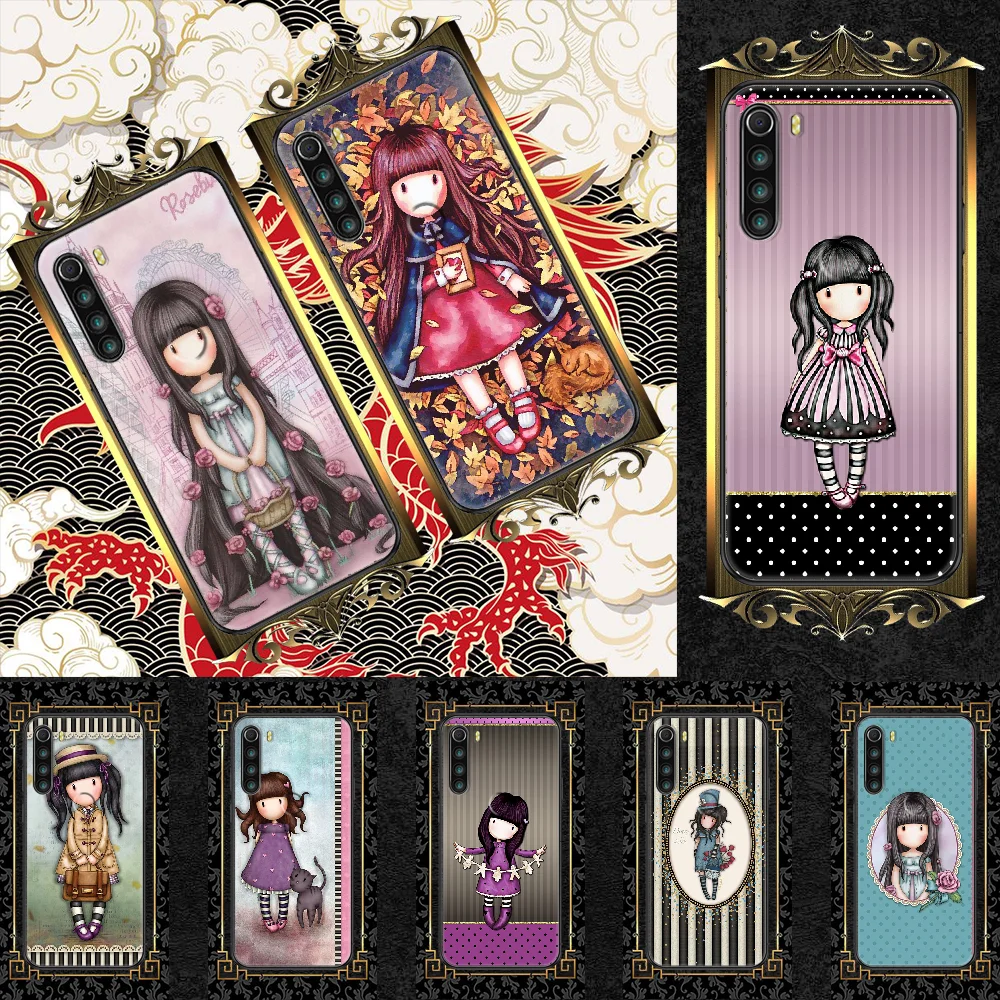 

Cartoon Santoroes-compatible-Gorjuss Phone case For Xiaomi Redmi Note 7 7A 8 8T 9 9A 9S 10 K30 Pro Ultra black silicone