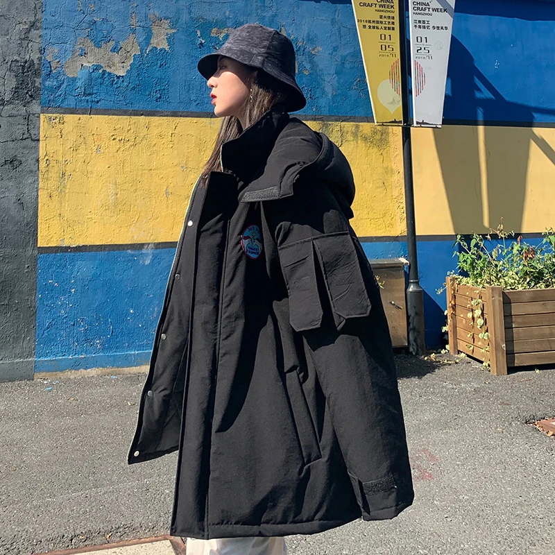 

Университета пара верхней одежды с хлопковой подкладкой: куртка для женщин Зимняя одежда в Корейском стиле, модная куртка с капюшоном женск...